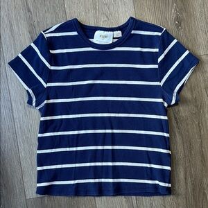 Mauve Navy and White Striped Short Sleeve Tee